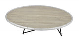 46" Natural And Black Iron Round Coffee Table - Homeroots
