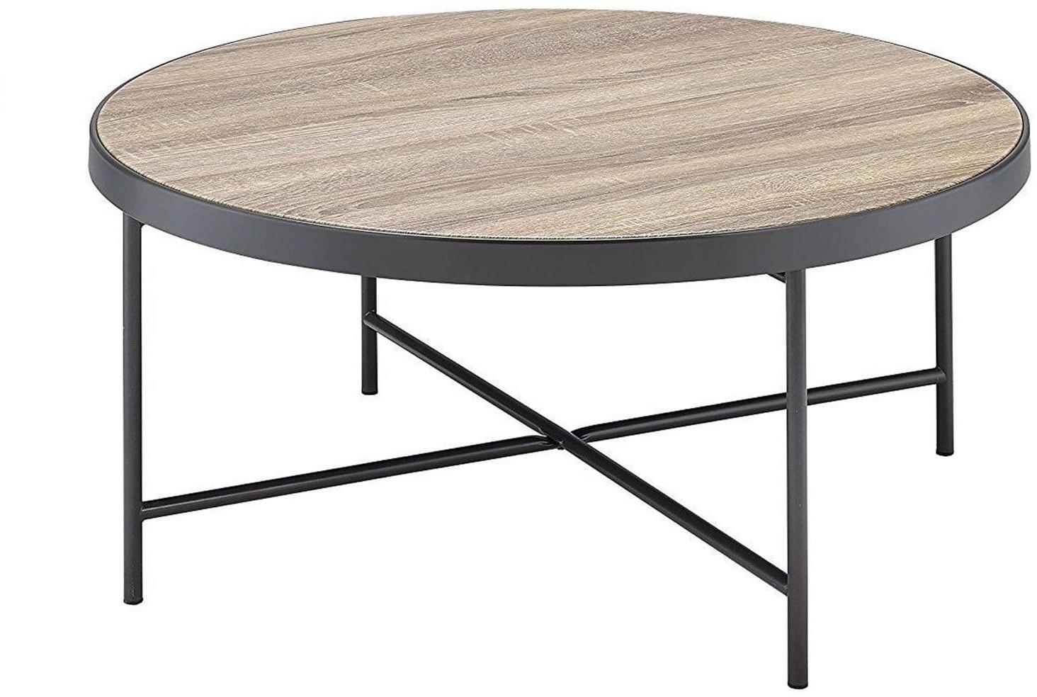 32" Brown And Black Iron Round Coffee Table - Homeroots - Flyclothing LLC