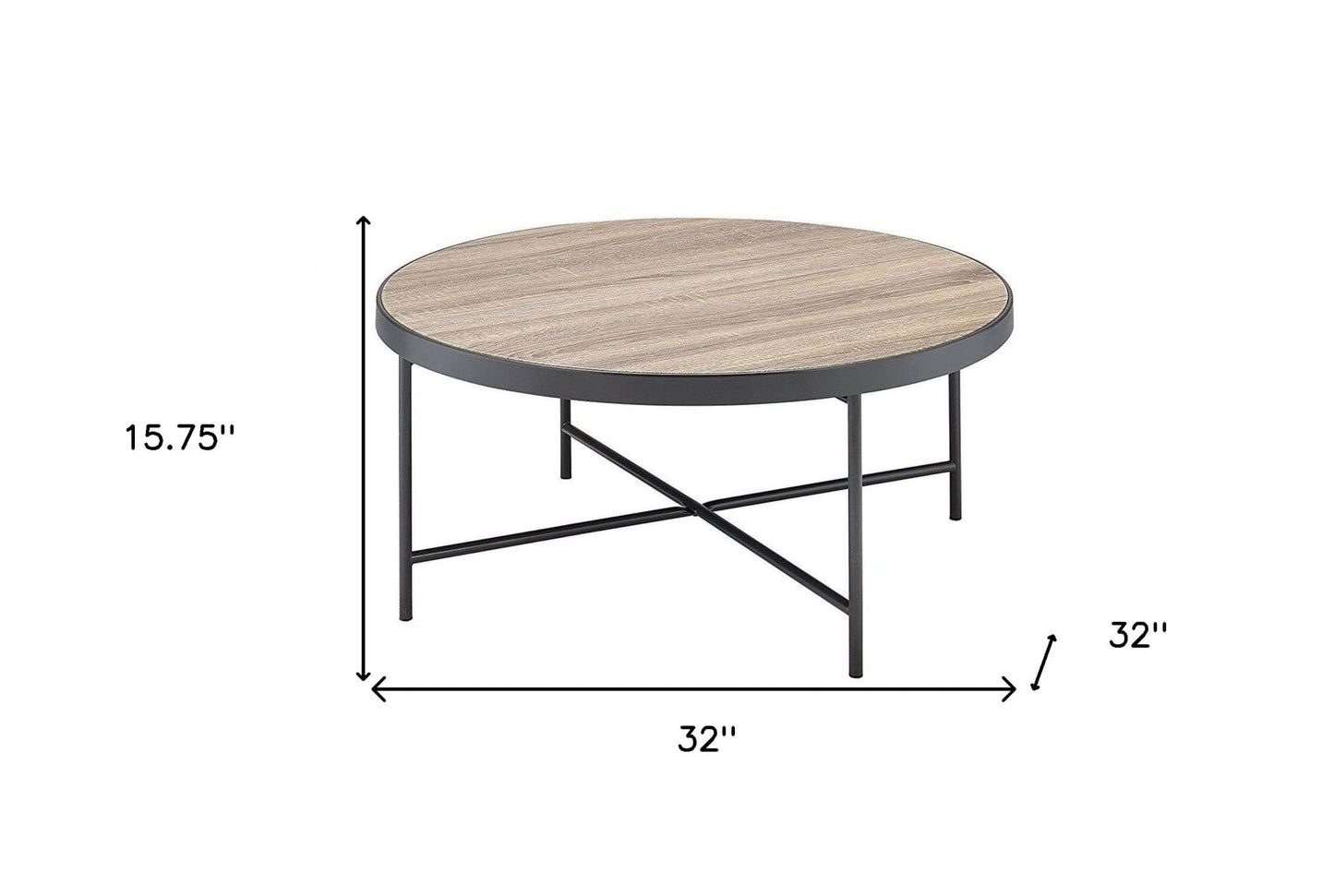 32" Brown And Black Iron Round Coffee Table - Homeroots - Flyclothing LLC