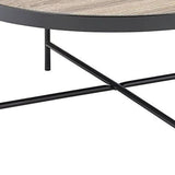 32" Brown And Black Iron Round Coffee Table - Homeroots