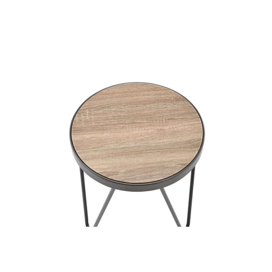 18" Black And Brown Solid Wood Round End Table - Homeroots
