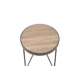 18" Black And Brown Solid Wood Round End Table - Homeroots