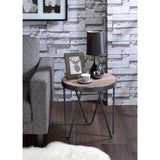 18" Black And Brown Solid Wood Round End Table - Homeroots