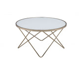 34" X 34" X 18" Frosted Glass Champagne Coffee Table - Homeroots
