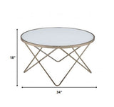 34" X 34" X 18" Frosted Glass Champagne Coffee Table - Homeroots