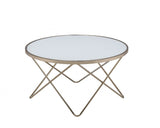 34" X 34" X 18" Frosted Glass Champagne Coffee Table - Homeroots