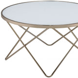 34" X 34" X 18" Frosted Glass Champagne Coffee Table - Homeroots