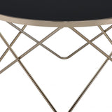 34" Black And Gold Glass And Iron Round Coffee Table - Homeroots