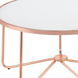 34" X 34" X 18" Frosted Glass And Rose Gold Coffee Table - Homeroots