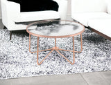 34" X 34" X 18" Frosted Glass And Rose Gold Coffee Table - Homeroots