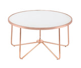 34" X 34" X 18" Frosted Glass And Rose Gold Coffee Table - Homeroots