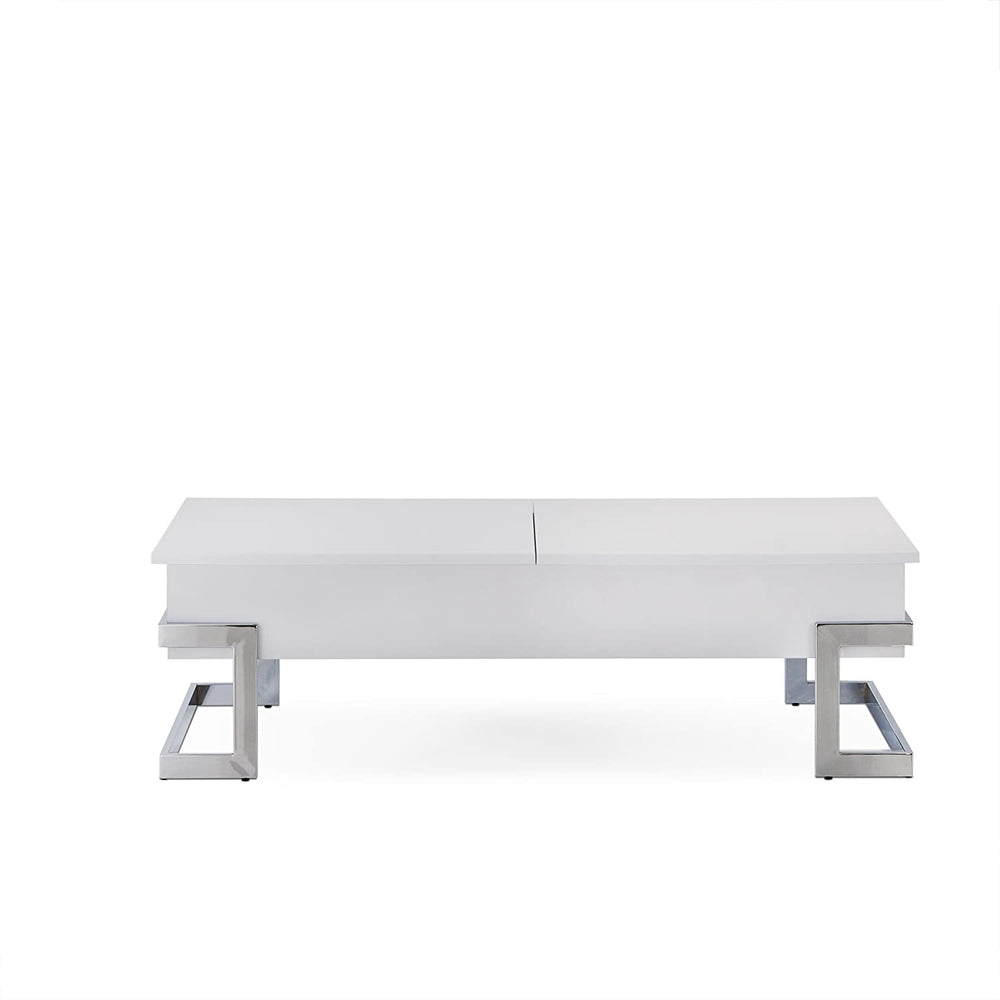 47" White And Silver Metal Lift Top Coffee Table - Homeroots - Flyclothing LLC