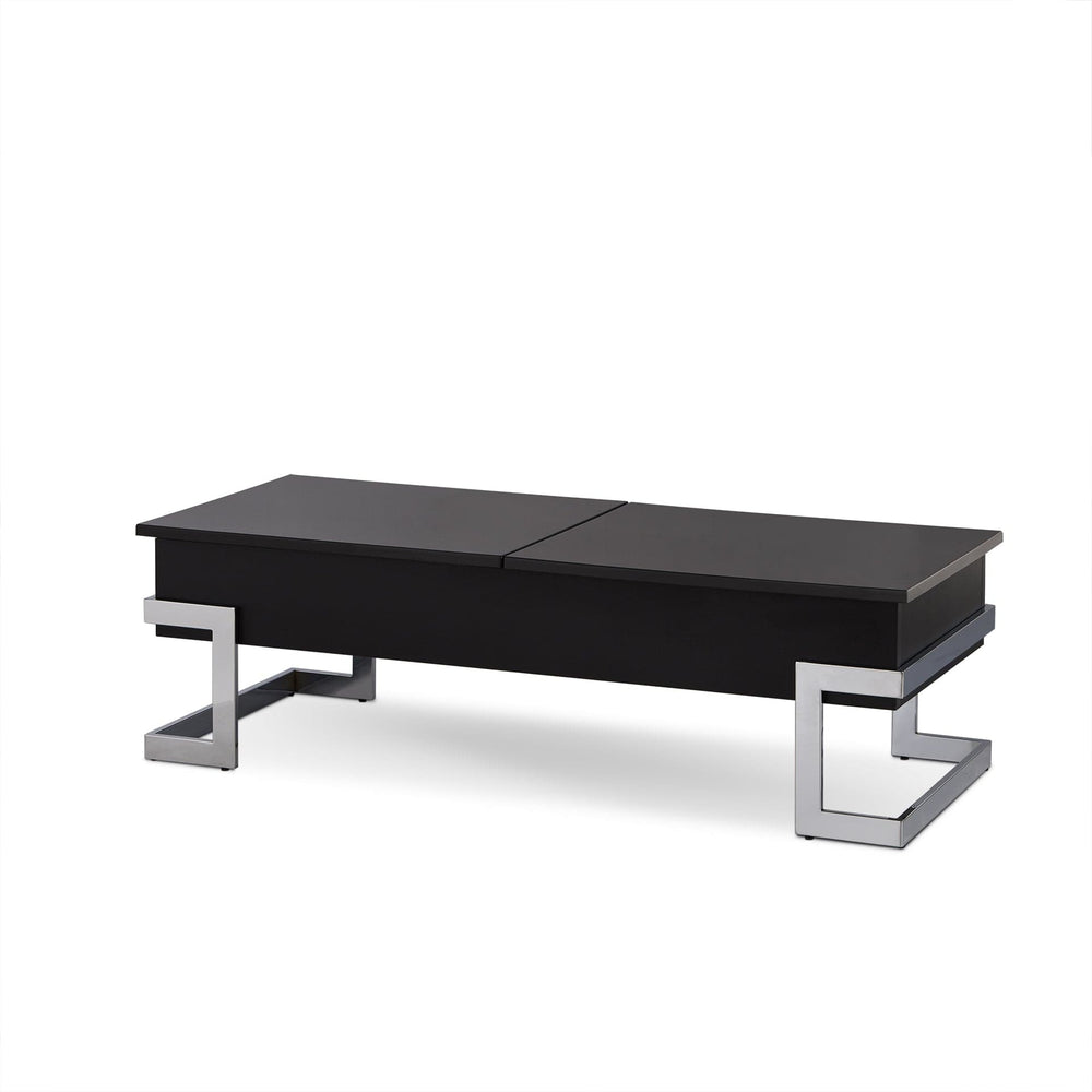 47" Black And Silver Iron Lift Top Coffee Table - Homeroots