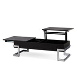 47" Black And Silver Iron Lift Top Coffee Table - Homeroots