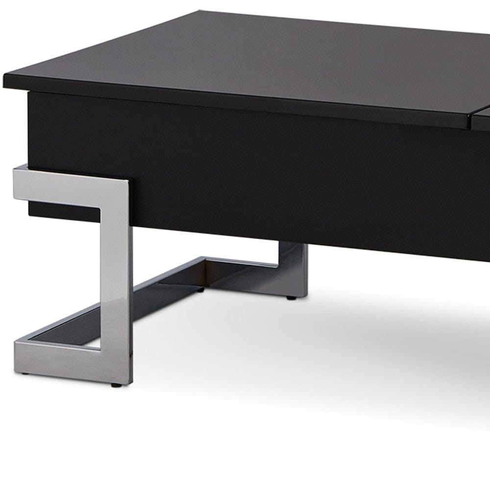 47" Black And Silver Iron Lift Top Coffee Table - Homeroots - Flyclothing LLC