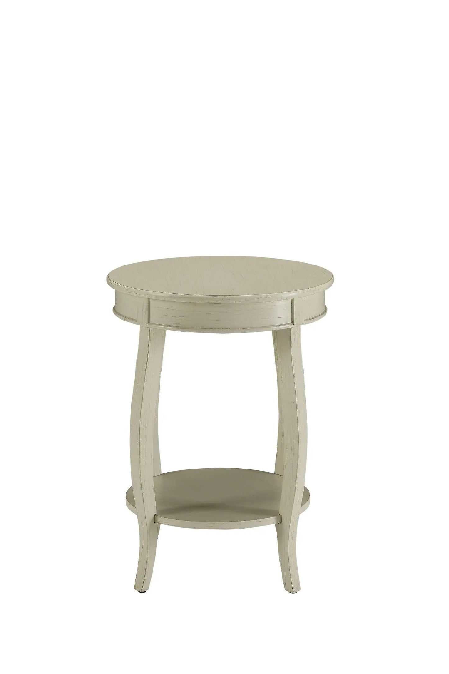 24" White Solid Wood Round End Table With Shelf - Homeroots - Flyclothing LLC