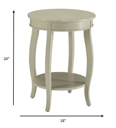 24" White Solid Wood Round End Table With Shelf - Homeroots - Flyclothing LLC