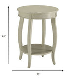 24" White Solid Wood Round End Table With Shelf - Homeroots