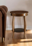 24" Brown Solid Wood Round End Table With Shelf - Homeroots