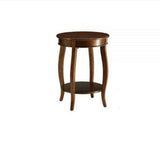 24" Brown Solid Wood Round End Table With Shelf - Homeroots