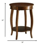 24" Brown Solid Wood Round End Table With Shelf - Homeroots - Flyclothing LLC