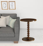 22" Brown Solid Wood Round Pedestal End Table - Homeroots