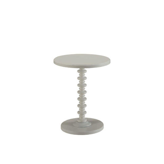22" White Solid Wood Round End Table - Homeroots