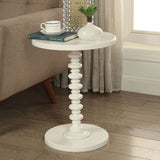 22" White Solid Wood Round End Table - Homeroots - Flyclothing LLC