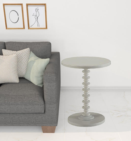 22" White Solid Wood Round End Table - Homeroots