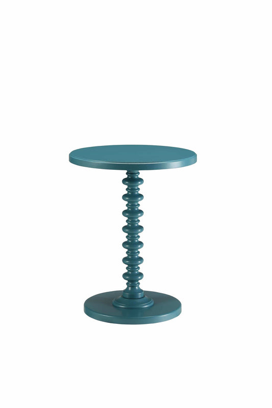 Fun Teal Wood Pedestal End Table - Homeroots - Flyclothing LLC