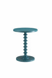 Fun Teal Wood Pedestal End Table - Homeroots