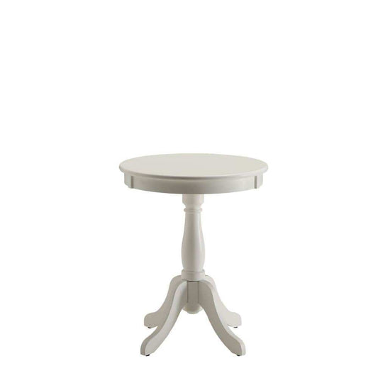 Cottage White Wood Pedestal Side Or End Table - Homeroots - Flyclothing LLC