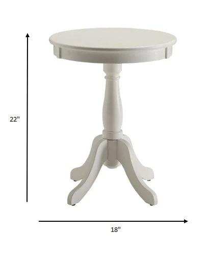Cottage White Wood Pedestal Side Or End Table - Homeroots - Flyclothing LLC