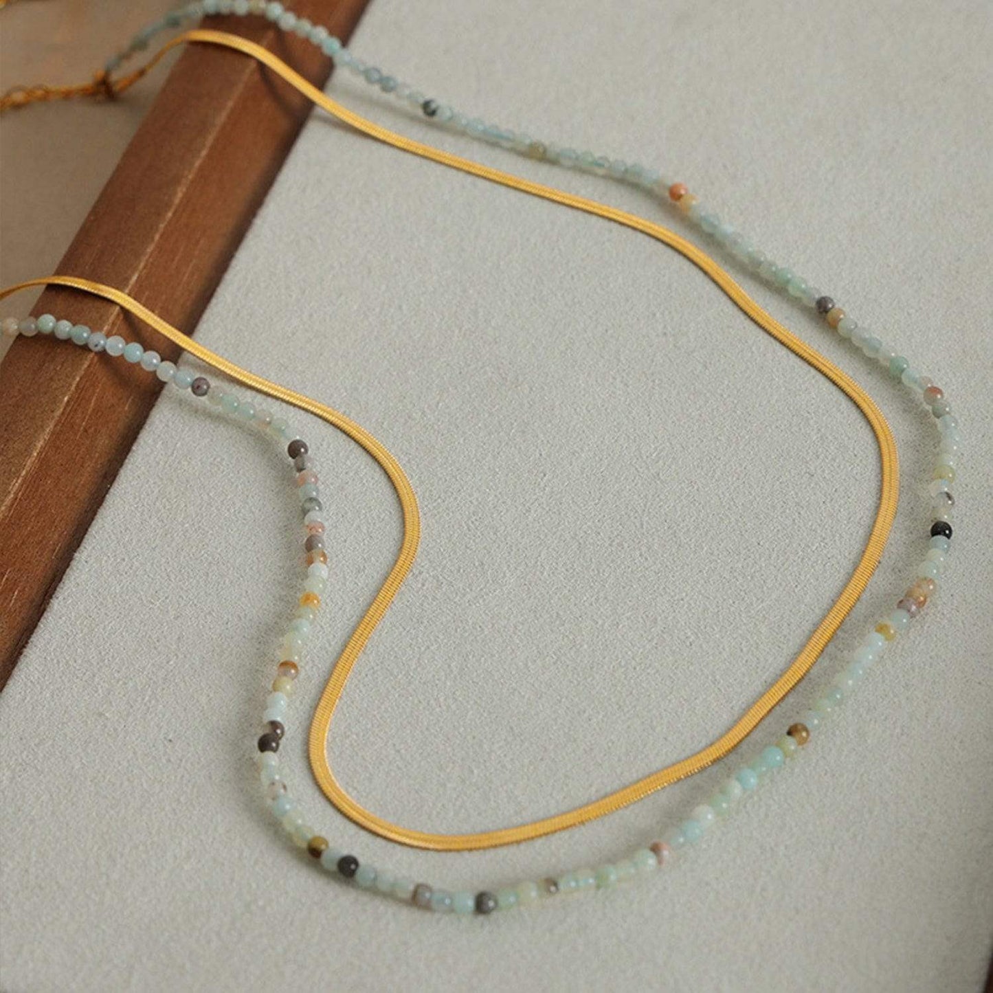 Beaded Titanium Steel Double-Layered Necklace - Trendsi - Flyclothing LLC