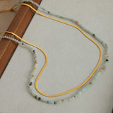 Beaded Titanium Steel Double-Layered Necklace - Trendsi - Flyclothing LLC