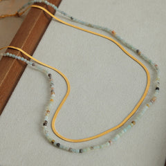 Beaded Titanium Steel Double-Layered Necklace - Trendsi