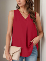 Full Size Ruched V-Neck Tank - Trendsi - Flyclothing LLC