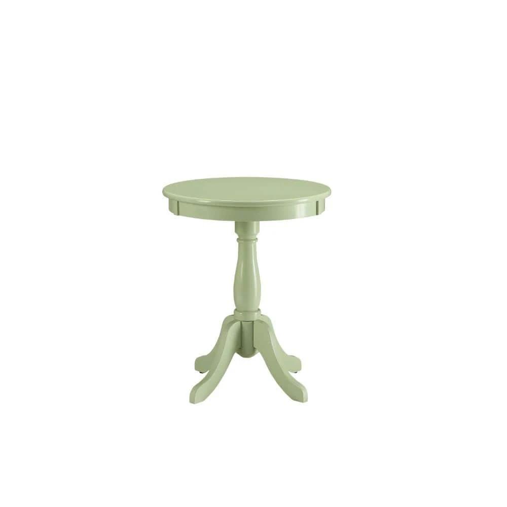 Light Green Solid Wooden Pedestal Side Table - Homeroots