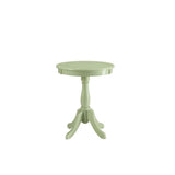 Light Green Solid Wooden Pedestal Side Table - Homeroots