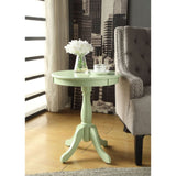 Light Green Solid Wooden Pedestal Side Table - Homeroots