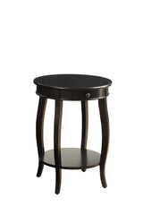 24" Blakc And Black Solid Wood Round End Table With Shelf - Homeroots - Flyclothing LLC