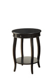 24" Blakc And Black Solid Wood Round End Table With Shelf - Homeroots