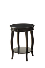 24" Blakc And Black Solid Wood Round End Table With Shelf