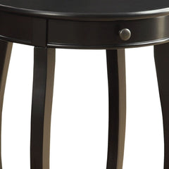 24" Blakc And Black Solid Wood Round End Table With Shelf - Homeroots