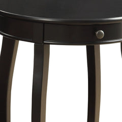 24" Blakc And Black Solid Wood Round End Table With Shelf - Homeroots