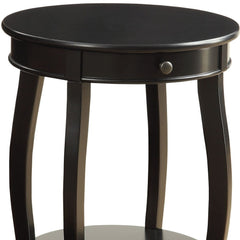 24" Blakc And Black Solid Wood Round End Table With Shelf - Homeroots
