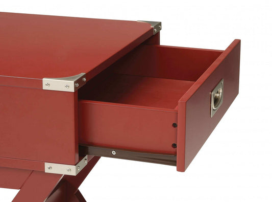 Modern Red X Shape Wooden Storage End Table - Homeroots - Flyclothing LLC