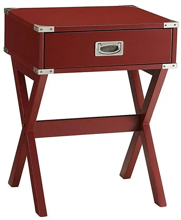 Modern Red X Shape Wooden Storage End Table - Homeroots - Flyclothing LLC