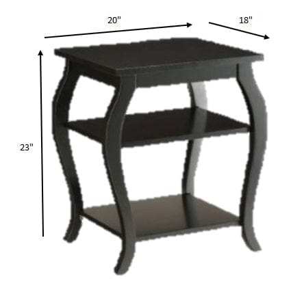 Black Finish Bow Leg Square End Table - Homeroots - Flyclothing LLC