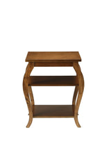 23" Brown Wood Bow Leg Square End Table With Two Shelves - Homeroots - Flyclothing LLC